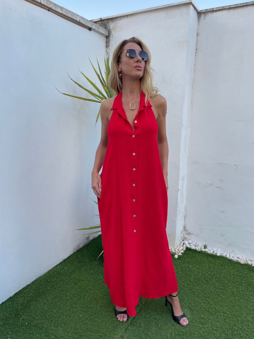VESTIDO CAMISERO ROJO