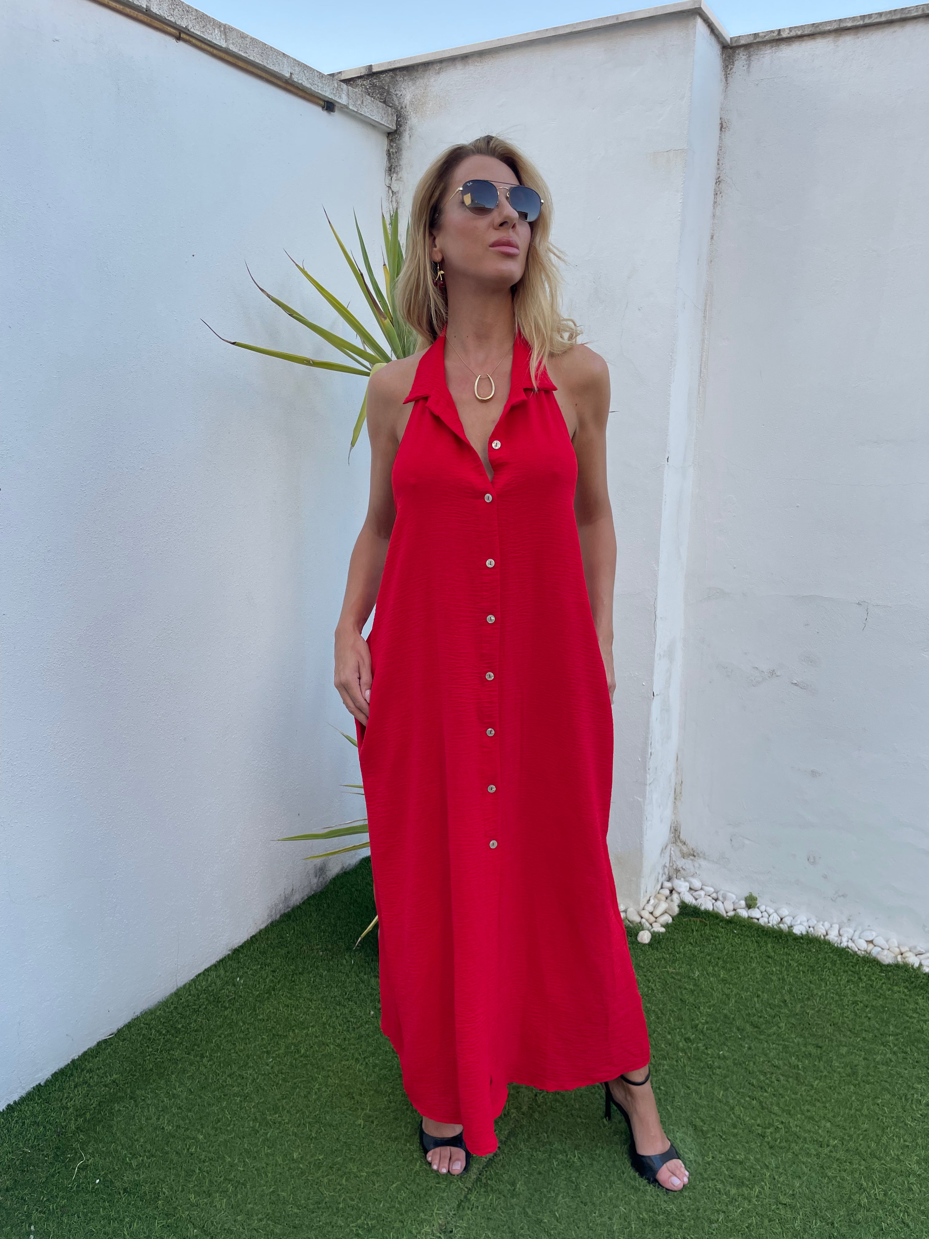VESTIDO CAMISERO ROJO