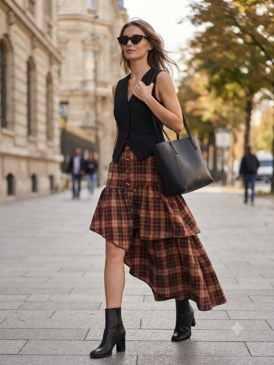 FALDA ASIMÉTRICA TEJA