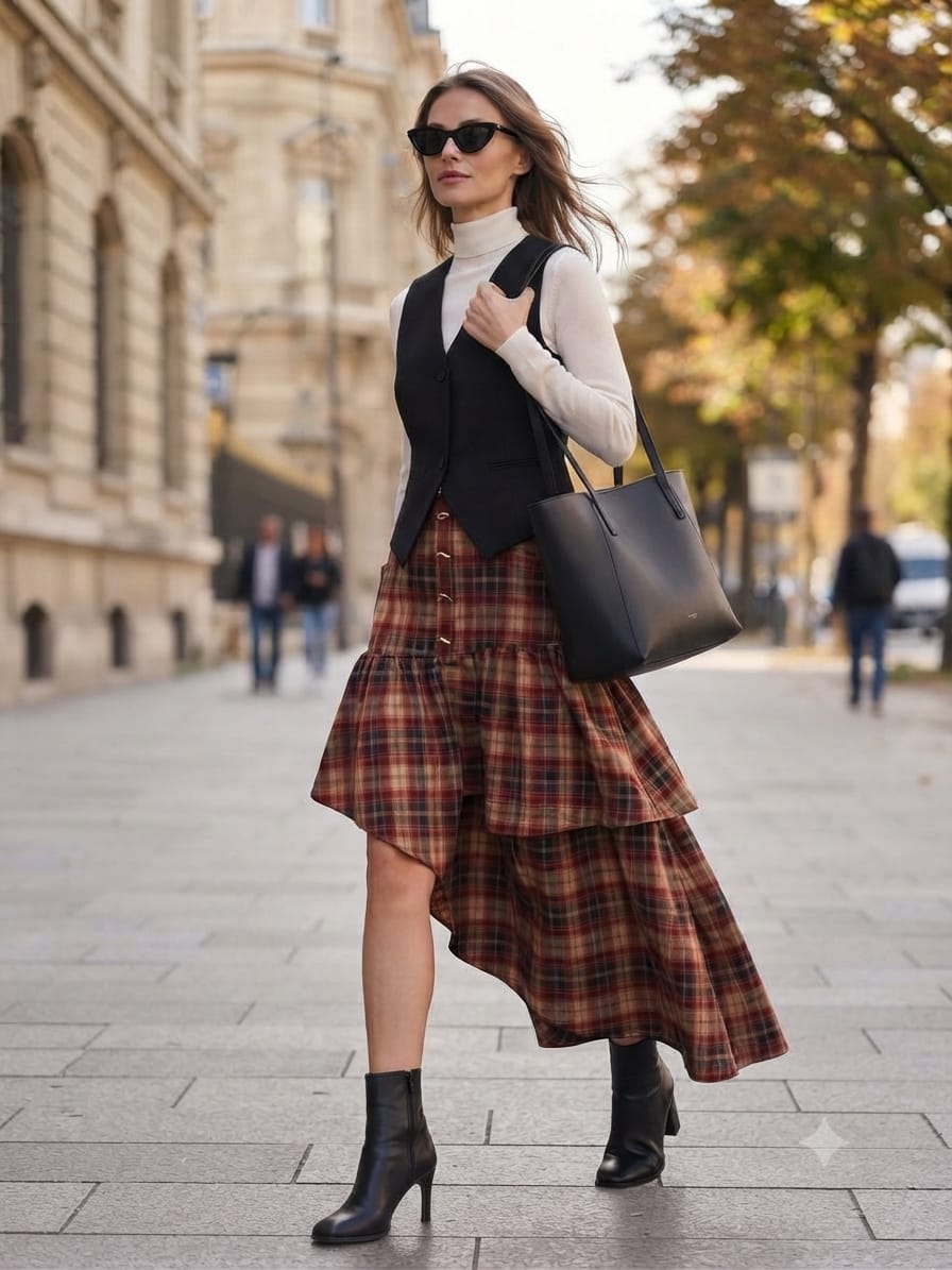 FALDA ASIMÉTRICA TEJA