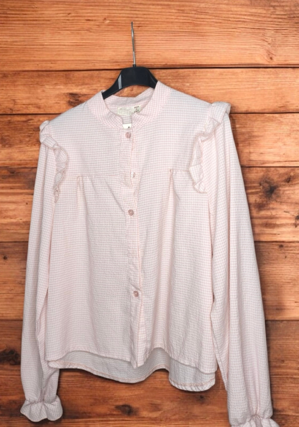 CAMISA VOLANTES  HOMBROS A CUADROS
